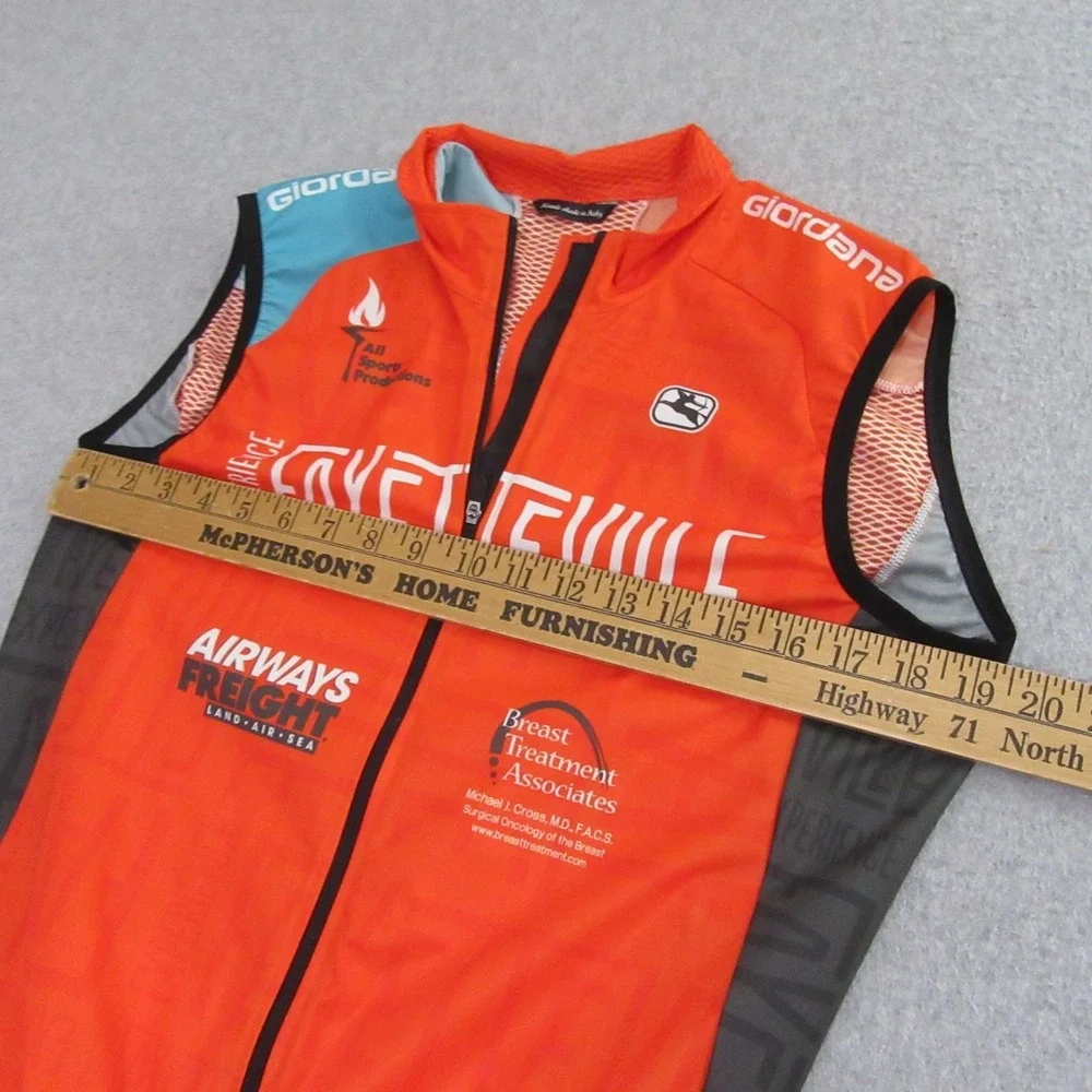 Giordana Mens Cycling Vest S Orange Windbreaker Mesh Full Zip Active - Picture 5 of 7